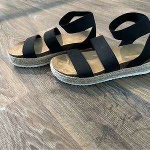 Black stretchy strap espadrilles